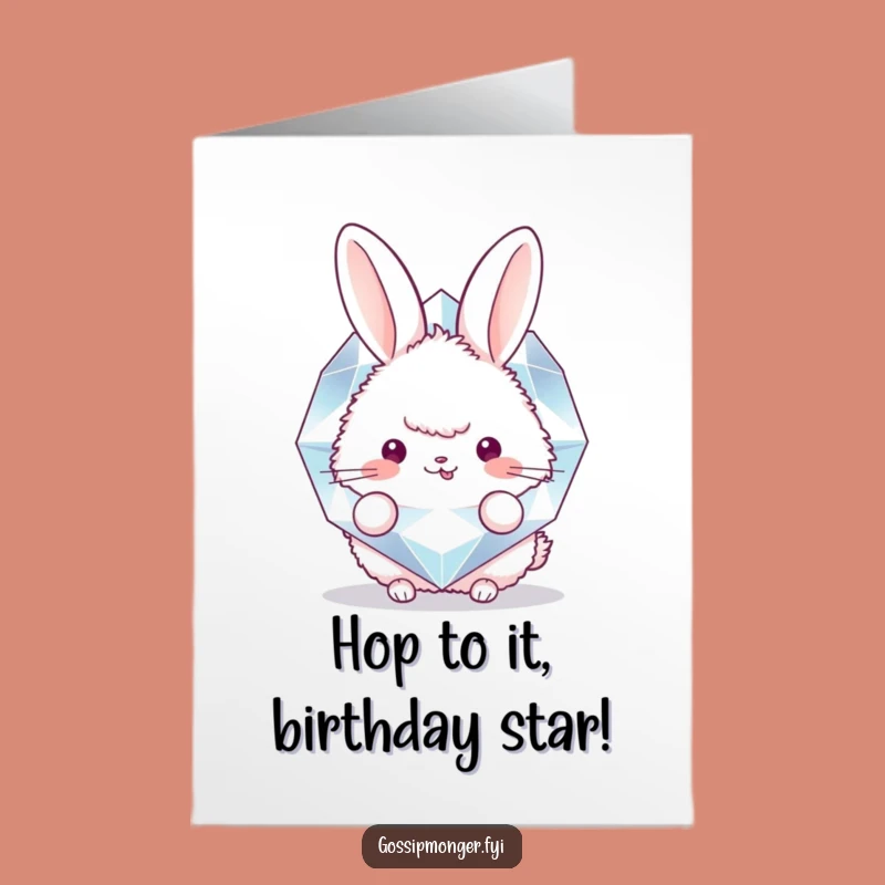 Free Printable Birthday Card: Fluffy Bunny Diamond Surprise Funny Downloadable Gift