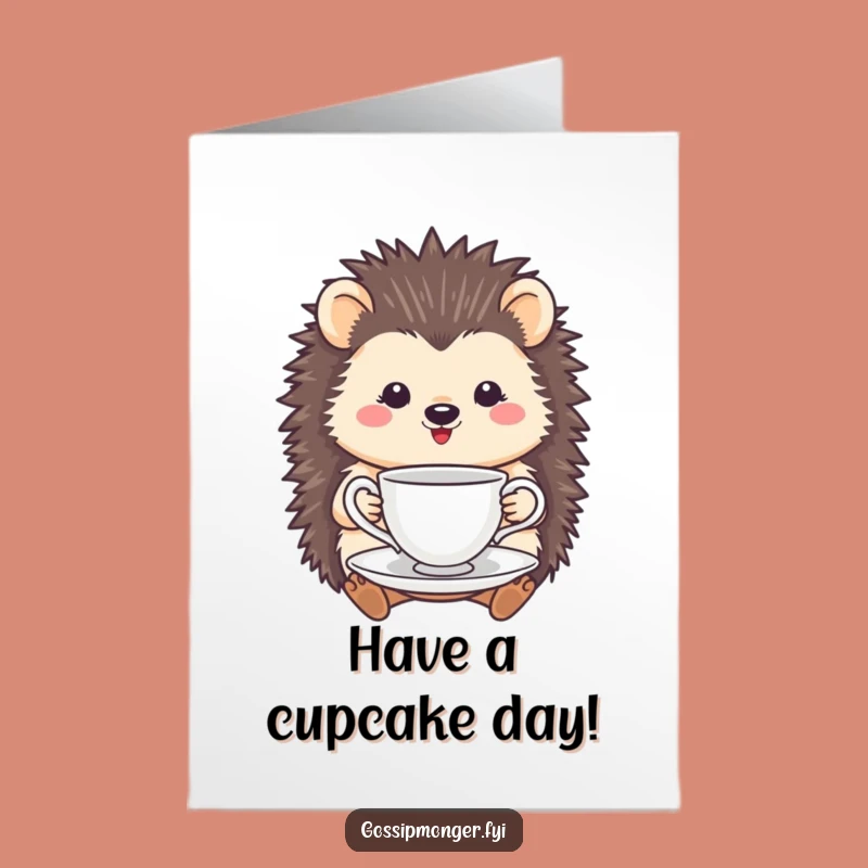 Free Printable Birthday Card: Hedgehog Tea Time Fun - Downloadable E-Card