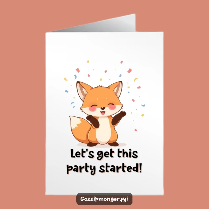 Free Printable Fox Birthday Card: Giggling Confetti Fun, Downloadable DIY Gift for Party