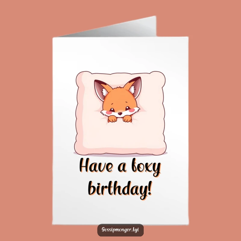 Free Printable Birthday Card: Kawaii Fox & Pillow - Cute Downloadable Gift!