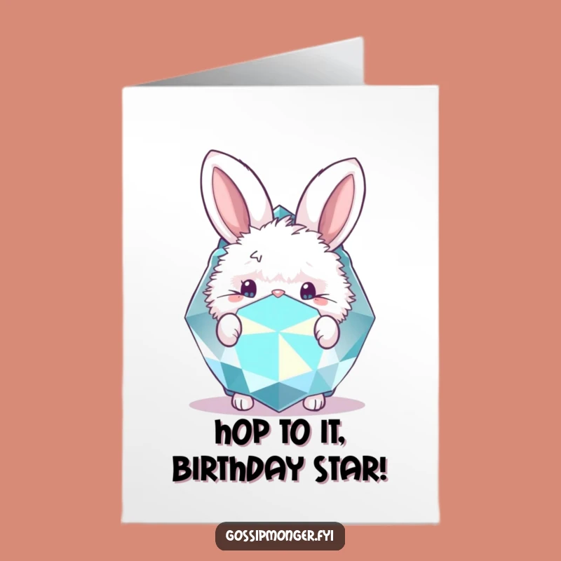 Free Printable Birthday Card: Bunny Gem, Whimsical Downloadable Gift for a Special Gem