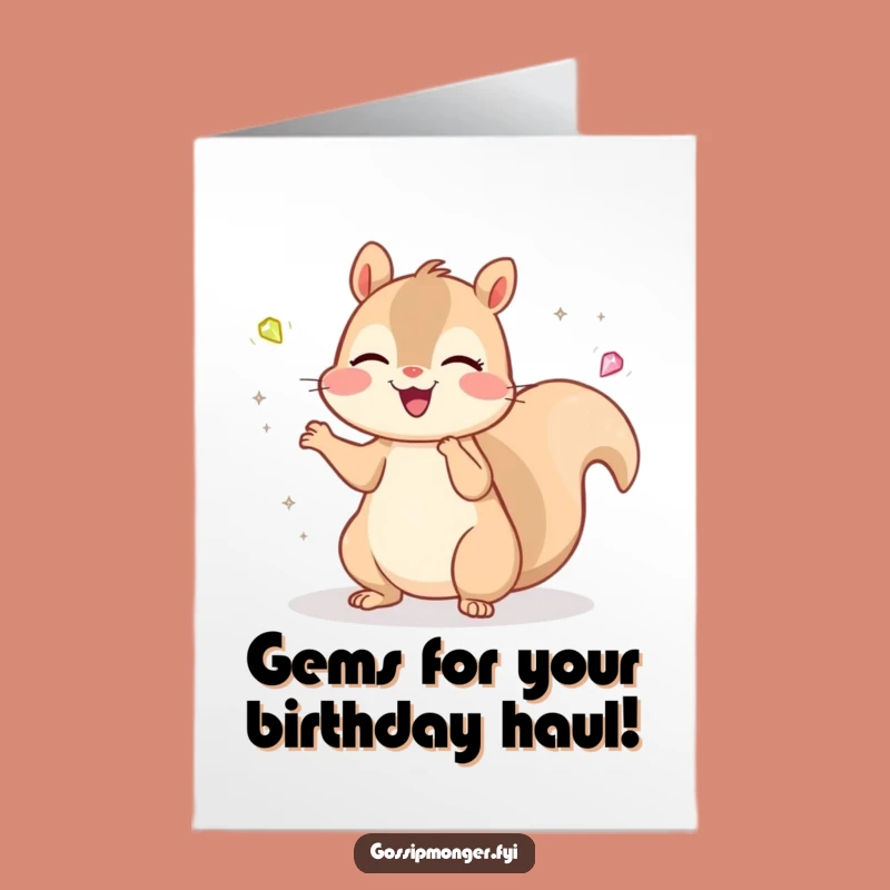 Joyful Free Printable Kawaii Squirrel Birthday Card - Sparkling Downloadable Gem Gift