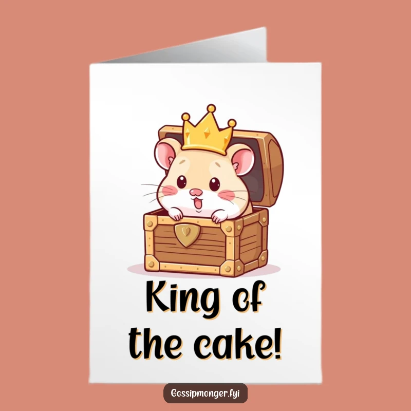 Free Printable Birthday Card: Funny Hamster King Treasure, Hilarious Downloadable Gift!