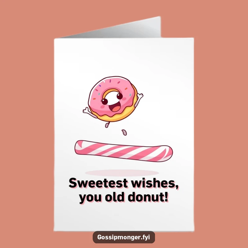 Free Printable Donut Birthday Card: Funny Donut Candy Cane Bounce Downloadable Gift