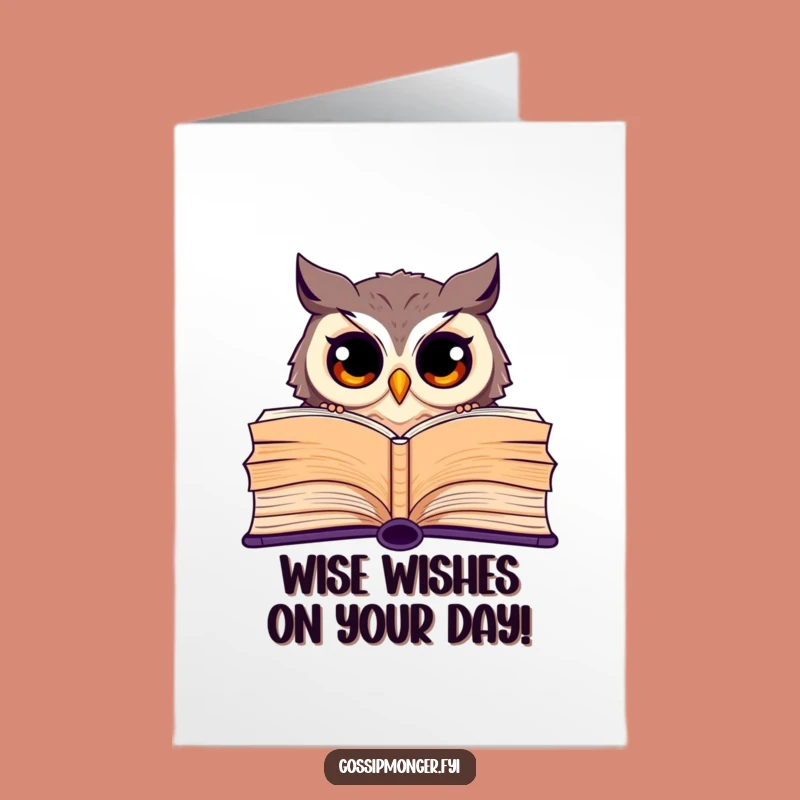 Free Printable Birthday Card: Curious Owl Bookworm - Funny Downloadable Gift