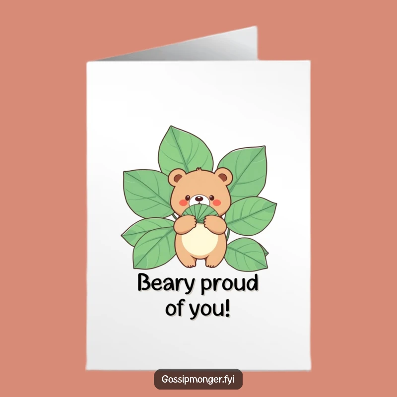 Free Printable Congrats Card: Bear's Cool Success Fan, Downloadable Humor