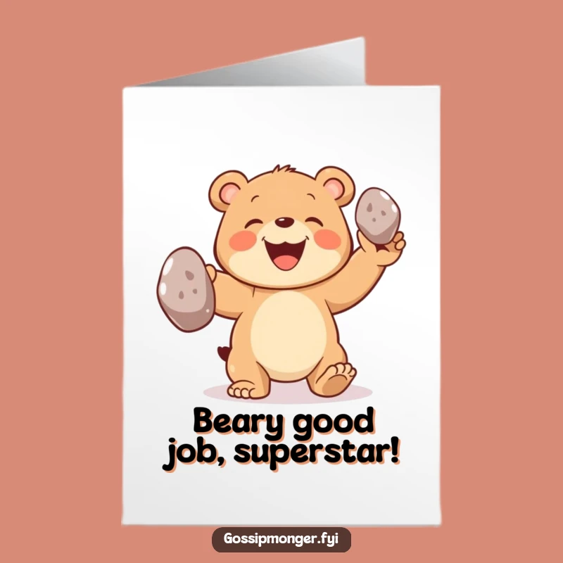 Free Printable Bear Cub Congrats Card: Juggling Success, Downloadable DIY Gift for Achievement