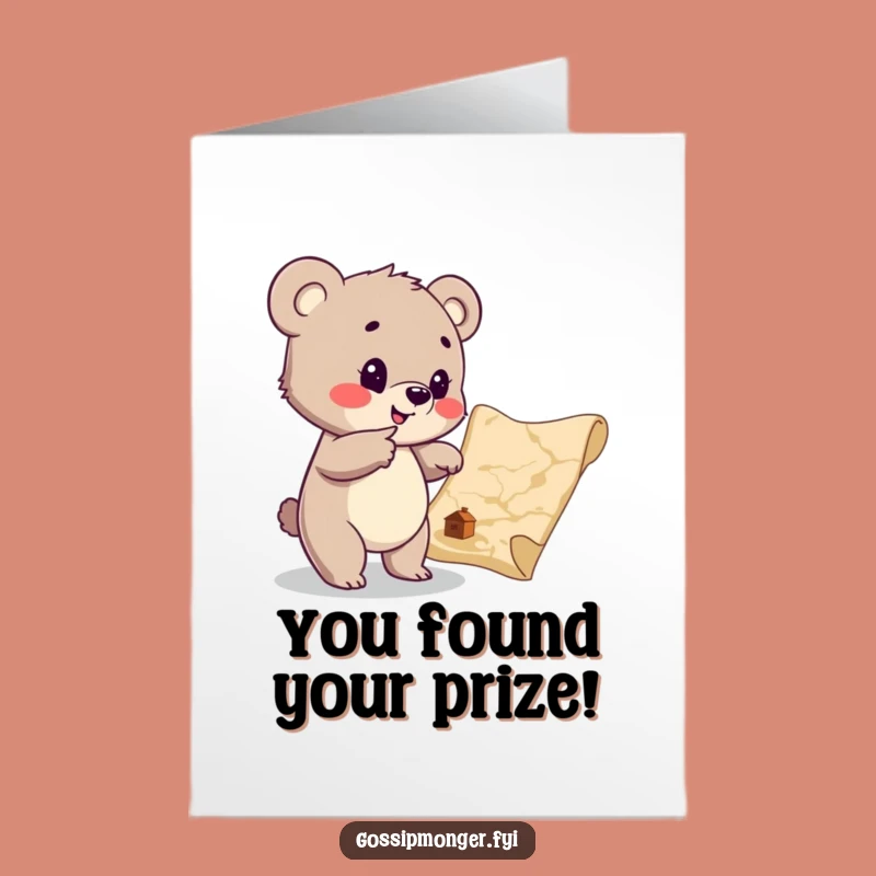 Free Printable Congrats Card: Bear Cub Treasure Map Success - Downloadable E-Card