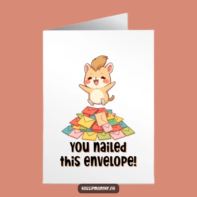 Free Printable Congrats Card: Creature Bounces On Envelopes Funny Celebration