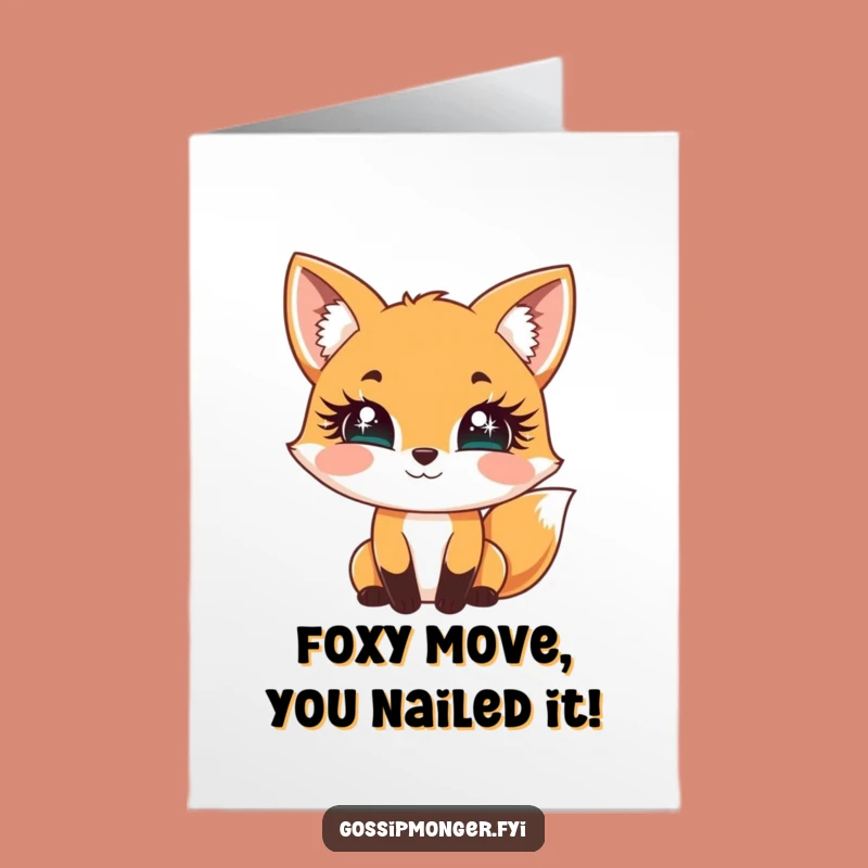 Free Printable Congrats Card: Fox's Sparkly Success, Downloadable Humor