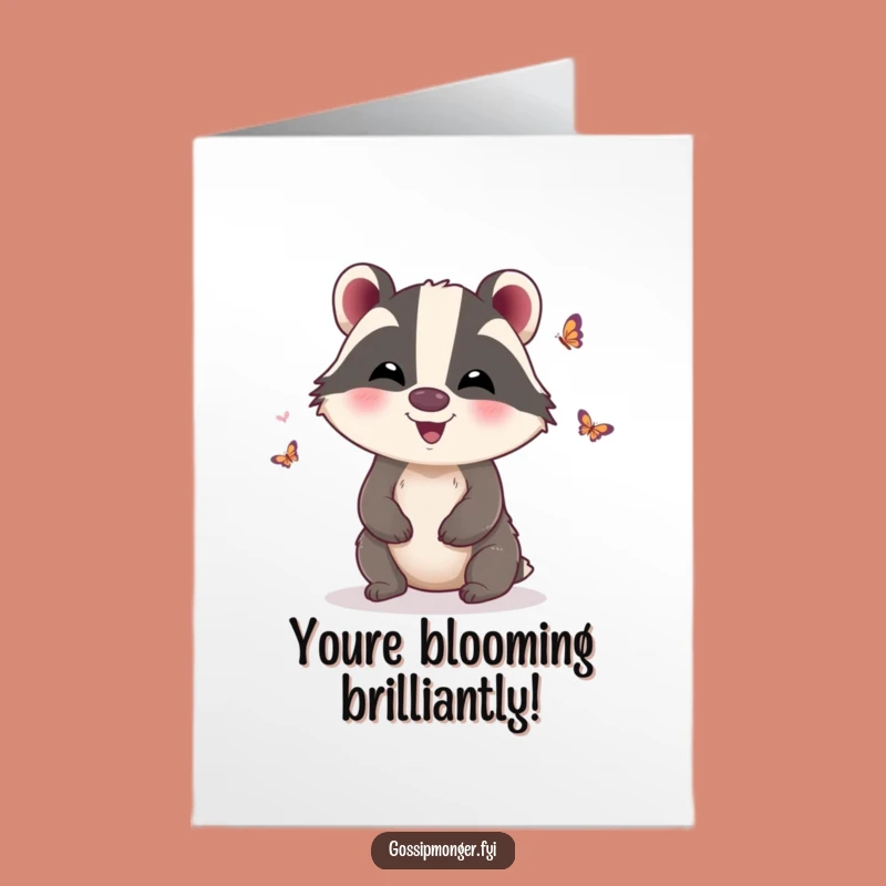 Free Printable Congrats Card: Funny Badger Gossip Wings, Hilarious Downloadable Gift!