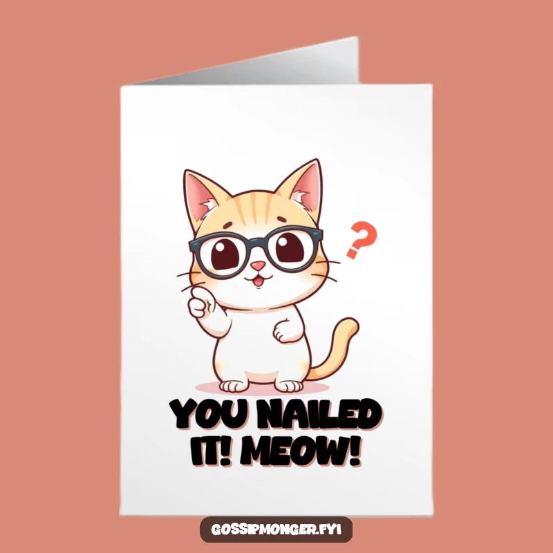Free Printable Congrats Card: Grammar Cat Spotting Comma Error Funny Downloadable Message