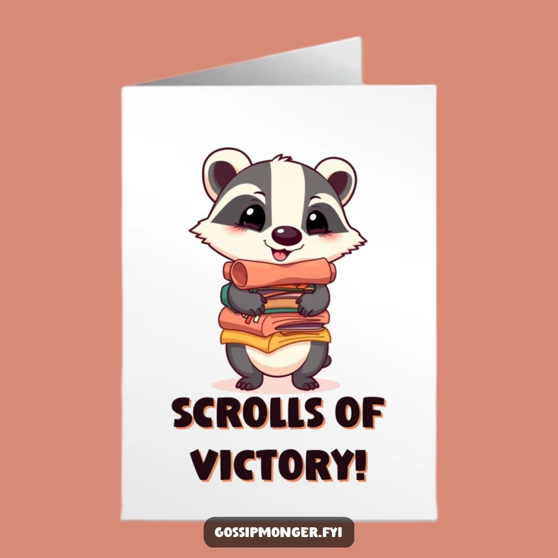 Free Printable Congratulations Card: Badger Scrolls of Joy Funny Downloadable Gift