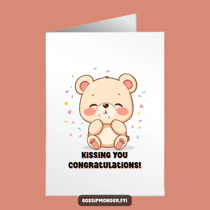Free Printable Bear Congrats Card: Joyful Kiss Confetti Downloadable Gift