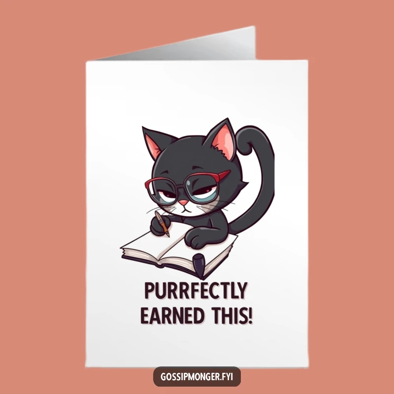 Hilarious Cat Scholar Printable Congrats Card - Free Downloadable Achievement Gift