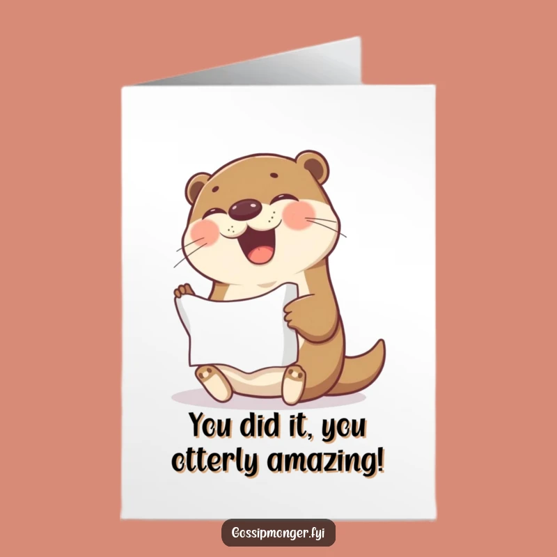 Free Printable Congrats Card: Funny Otter Celebration, Perfect Downloadable Gift