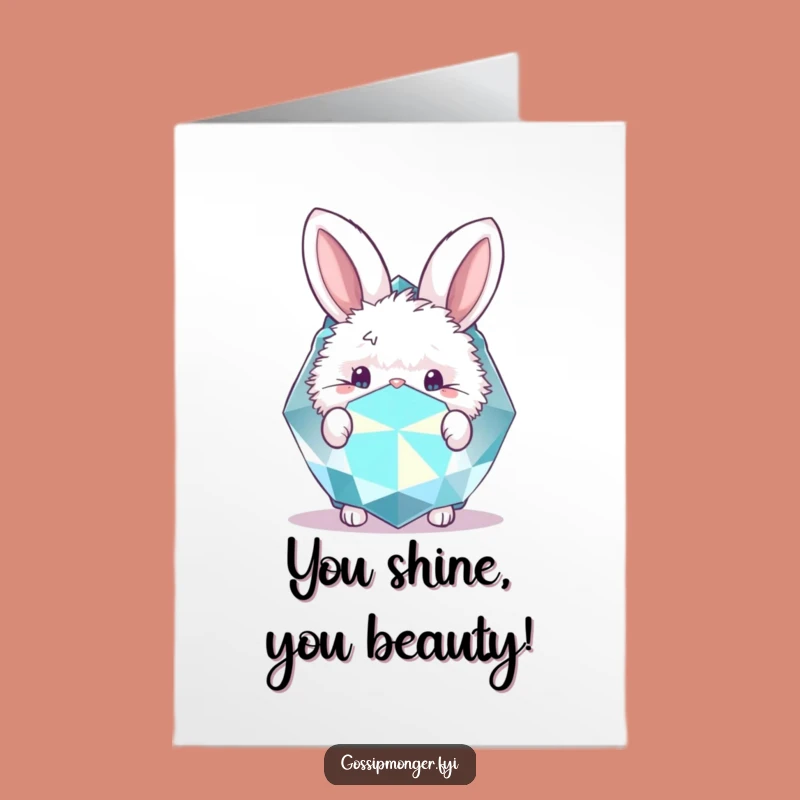 Free Printable Congrats Card: Bunny Gem, Sparkling Downloadable Gift for Big Wins