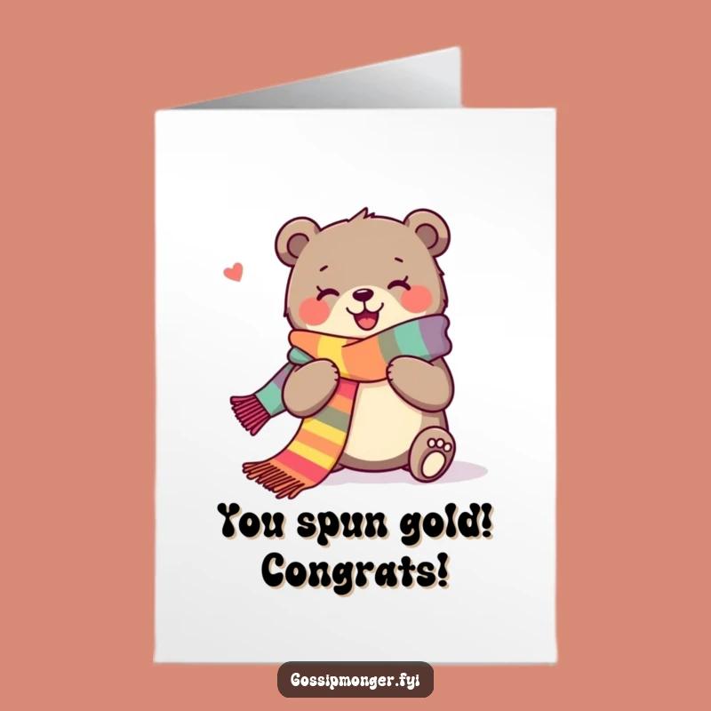 Free Printable Congrats Card: Bear Knits Success, Downloadable Humorous Gift
