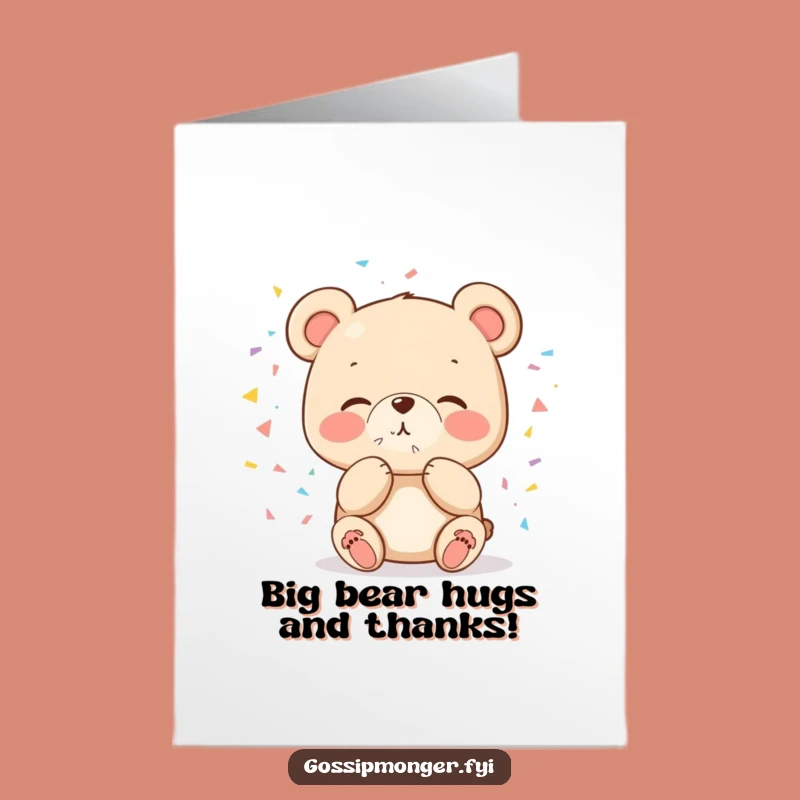 Free Printable Bear Thank You Card: Sweet Kiss Confetti Downloadable Gift