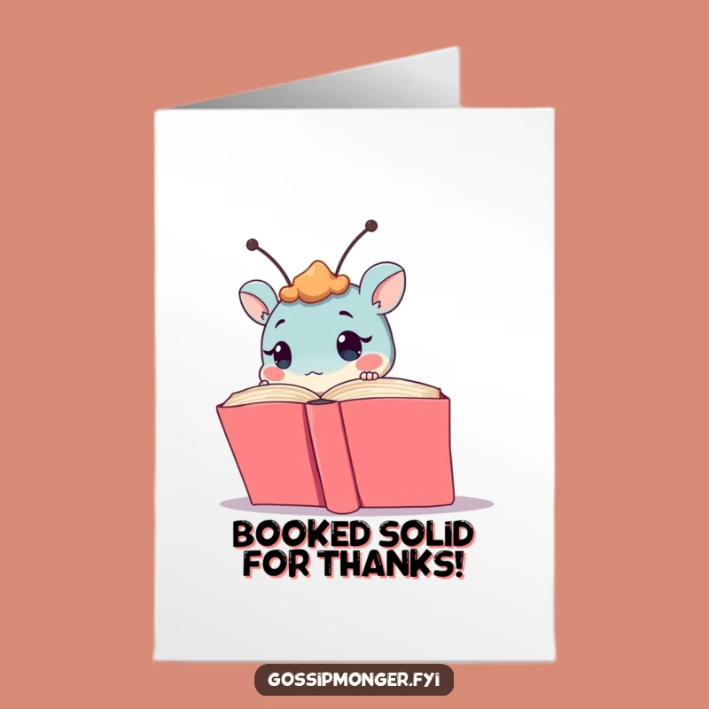 Free Printable Thank You Card: Creature Peeks From Book Funny Gratitude