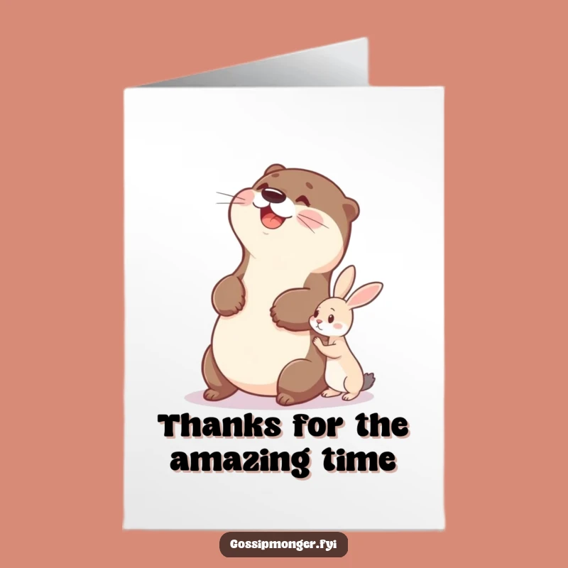 Free Printable Otter Thank You Card: Amused Otter Gratitude, Downloadable DIY Gift