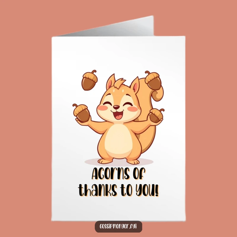 Free Printable Thank You Card: Squirrel's Acorn Gratitude Funny Downloadable Expression of Thanks