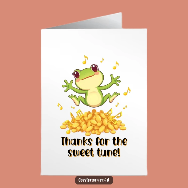 Funny Thank You Card: Frog Leaping Musical Notes Free Printable