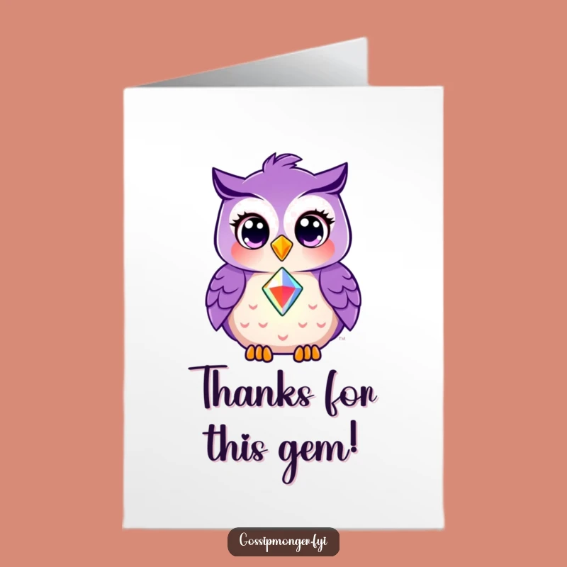 Funny Thank You Card: Owl Sharing Gem Free Printable Download