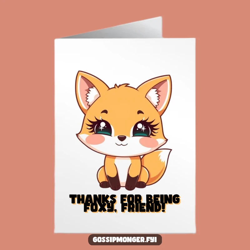 Free Printable Thank You Card: Fox Lashes Thanks, Downloadable Gratitude Gift