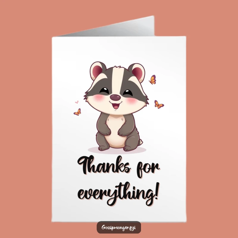 Free Printable Thank You Card: Funny Badger Gossip Wings, Hilarious Downloadable Gift!