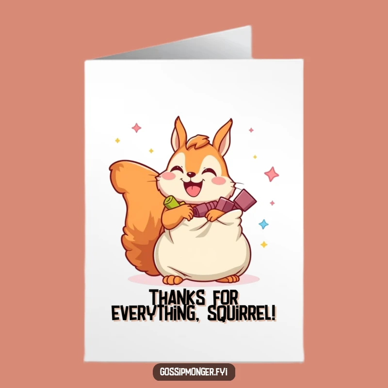 Free Printable Thank You Card: Squirrels Secretly Funny Downloadable Gift of Gratitude