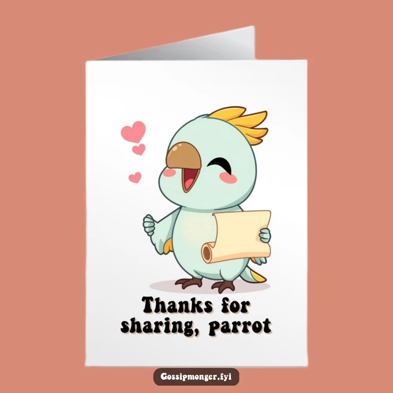 Free Printable Thanks: Parrot Spills the Beans - Funny Downloadable Gift