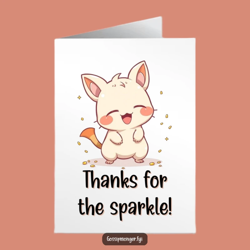Free Printable Thank You Card: Creature Scatters Shiny Objects Funny Gratitude