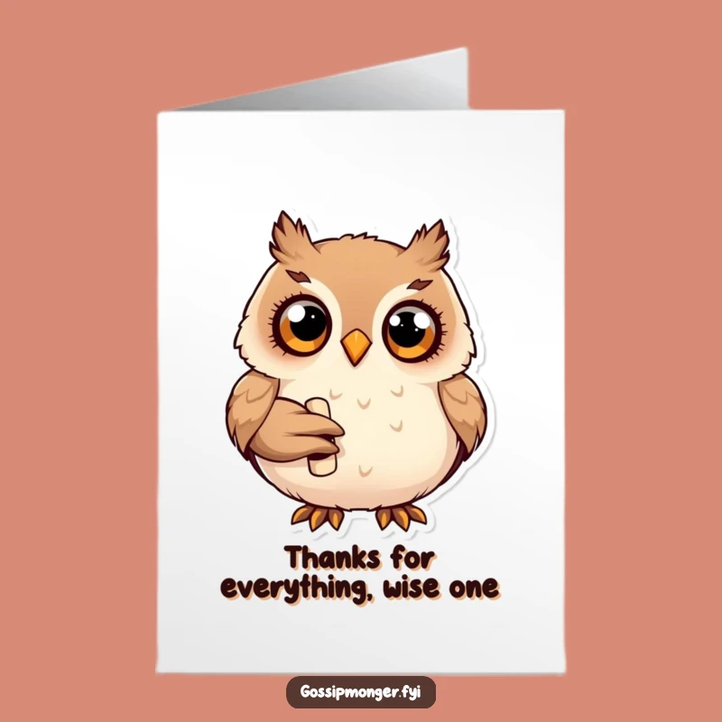 Wise Owl Thank You Card - Free Printable Scroll Greeting Gift