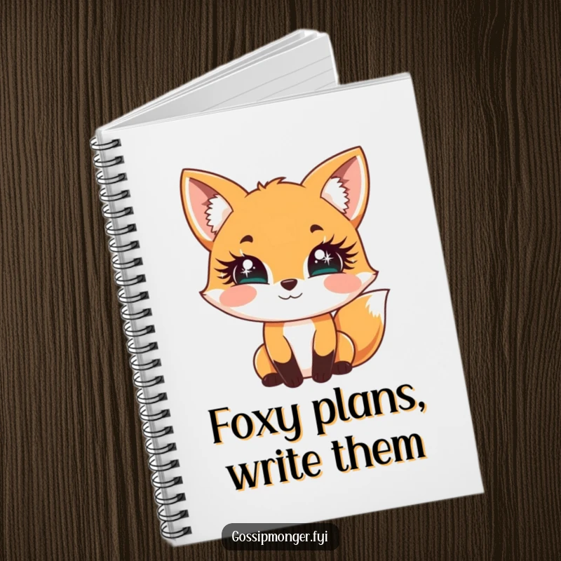 Funny Fox Notebook: A cheerful fox playfully bats its oversized, sparkly eyelashes, great for journaling charming thoughts.