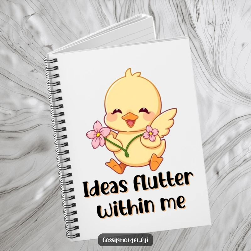 Funny Duckling Notebook: A sweet duckling adorned with a flower happily flutters its wings, inspiring creativity on every page.