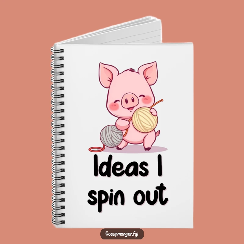Funny Piglet Notebook - Yarn Ball Spinning Journal Gift