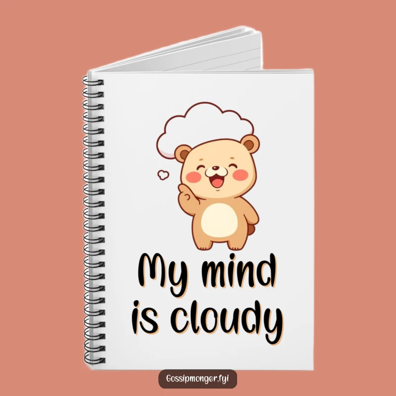 Funny Kawaii Bear Cloud Gossip Notebook, Giggling Journal Gift