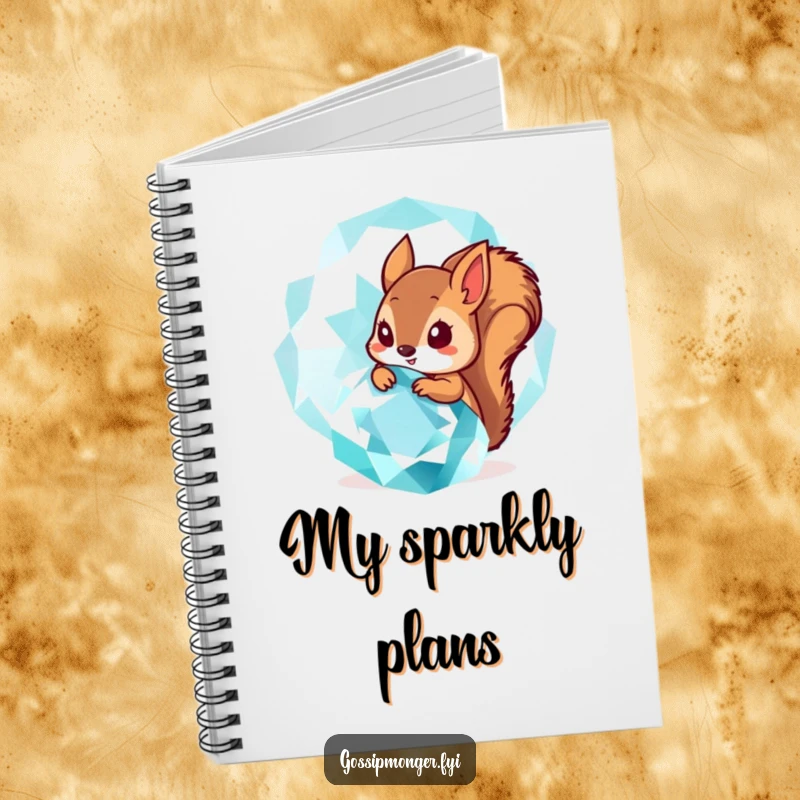 Funny Notebook: A tiny squirrel peeks from behind a giant, sparkling gemstone, inspiring funny notes and discoveries.