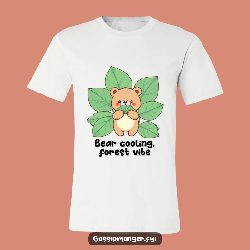 Funny Bear Leaf Fan T-Shirt - Relaxed Beary Cool Tee