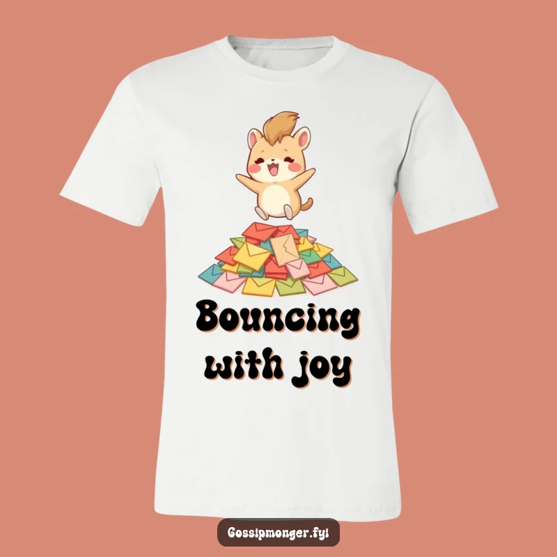 Funny Bouncing Creature T-Shirt - Joyful Mail Lover's Humorous Tee