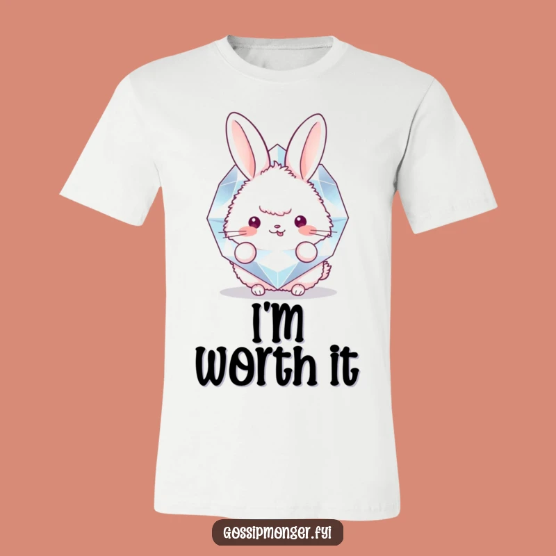 Funny Bunny Diamond T-Shirt: Fluffy Rabbit Peek-a-Boo Tee