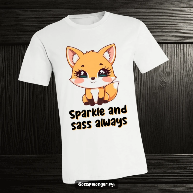 Funny Fox T-Shirt: A cheerful fox playfully bats its oversized, sparkly eyelashes, excellent for a funny and flirty gift.