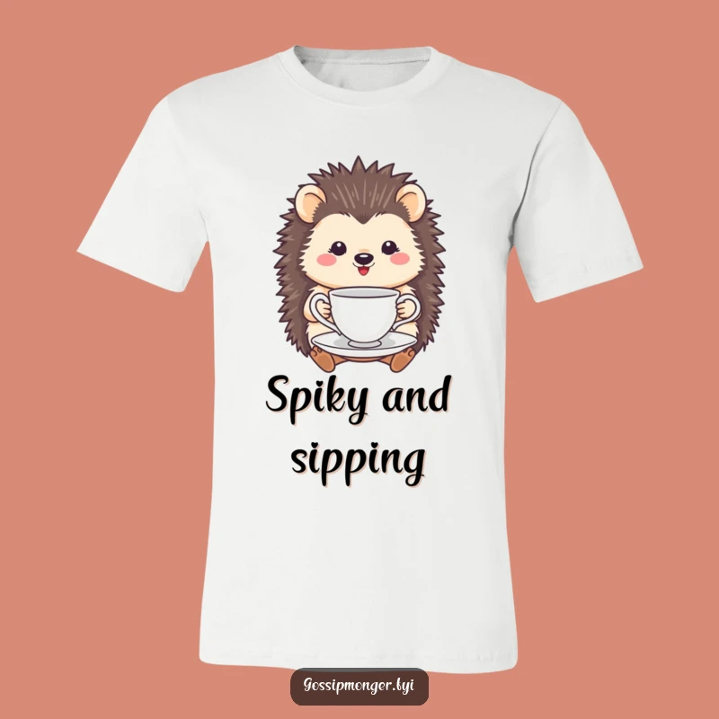 Funny Hedgehog Tea Cup T-Shirt: Sip in Style with This Charming Design