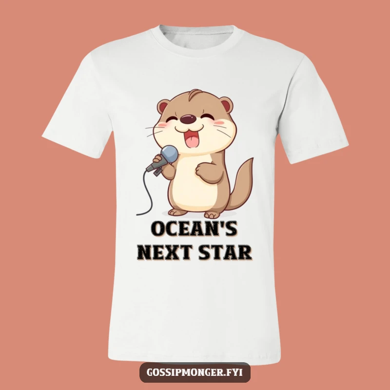 Funny Otter T-Shirt: Giggling Singer Otter with Seashell Mic, Hilarious Gift