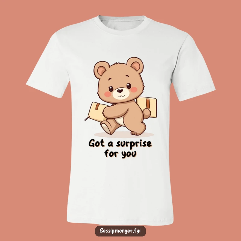 Funny Bear Cub Tiptoe T-Shirt - Secret Package Character Tee Gift