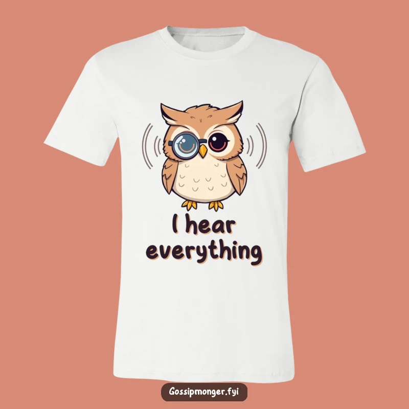Funny Owl Monocle T-Shirt - Listening Character Tee Gift