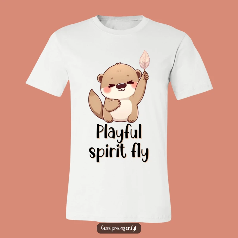 Funny Playful Otter Feather T-Shirt: Whimsical Nature Tee For Joyful Souls