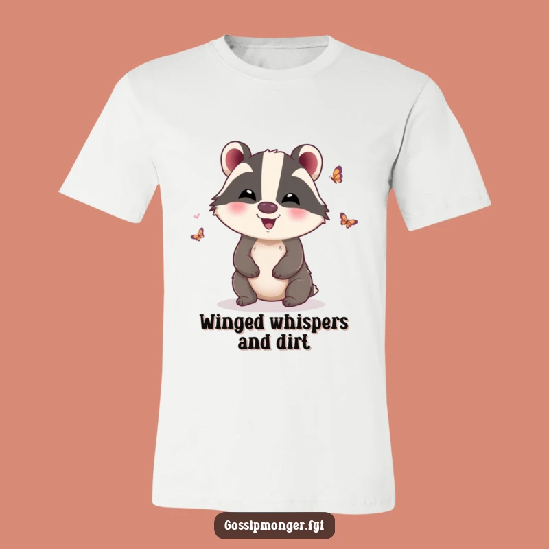 Funny Badger Butterfly Wings T-Shirt: Giggling Gossip Design, Ideal Funny Gift