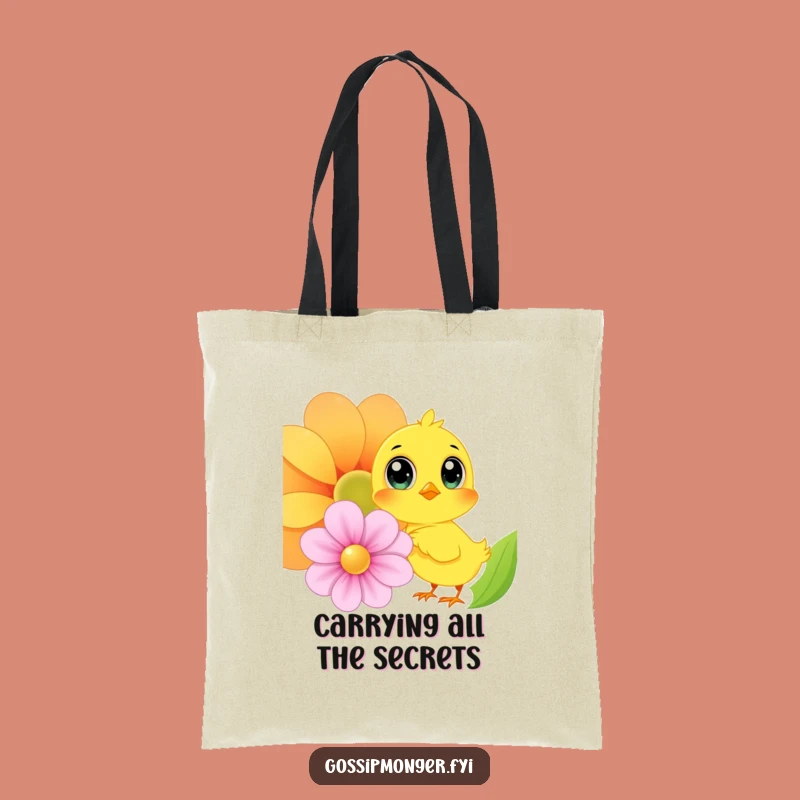 Funny Chick Whispering Secrets Tote Bag: Durable Oversized Eyes, Ideal Funny Gift for Shoppers